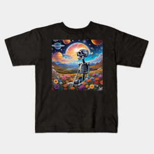 Surreal Sci-Fi Skeleton Art Fantasy Landscapes 24 Kids T-Shirt